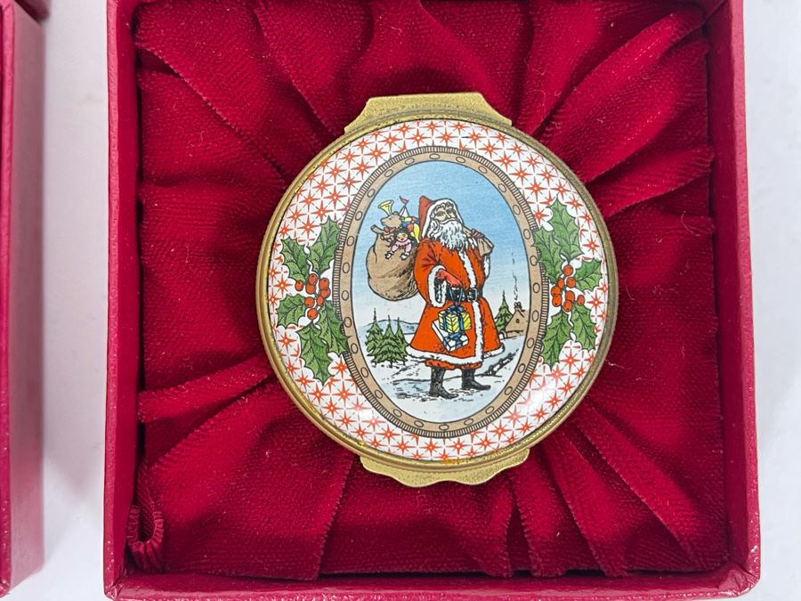 Halcyon Days Enamels England Christmas Enamel Boxes From 1981 And 1982 With Boxes [Photo 4]