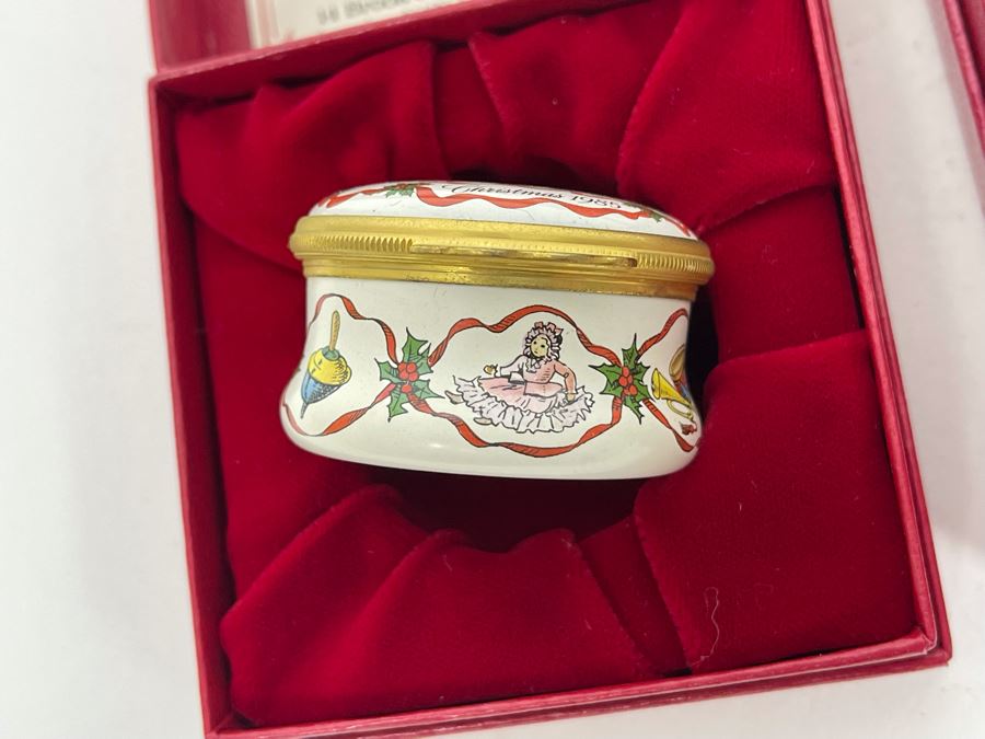 Halcyon Days Enamels England Christmas Enamel Boxes From 1985 And 1986 With Boxes [Photo 5]