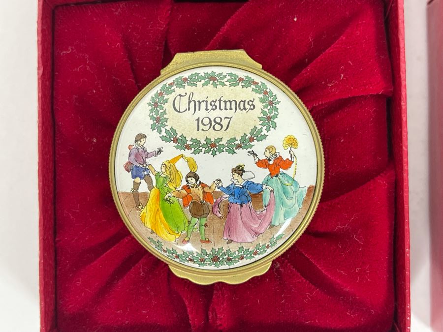 Halcyon Days Enamels England Christmas Enamel Boxes From 1987 And 1988 With Boxes [Photo 3]