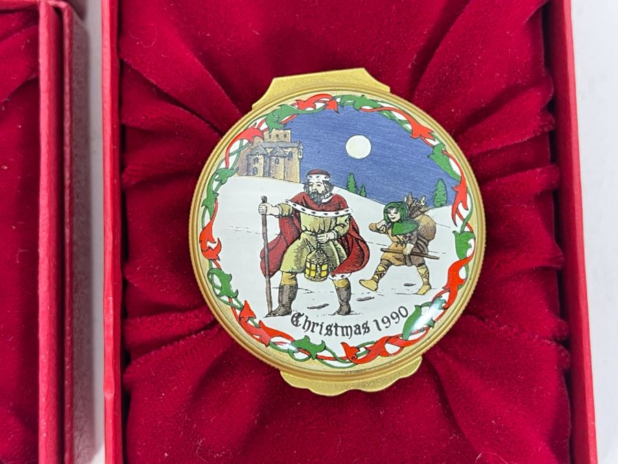 Halcyon Days Enamels England Christmas Enamel Boxes From 1989 And 1990 With Boxes [Photo 4]
