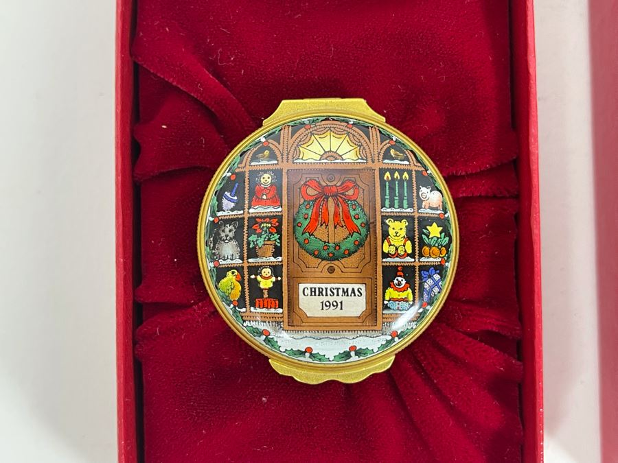 Halcyon Days Enamels England Christmas Enamel Boxes From 1991 And 1992 With Boxes [Photo 3]