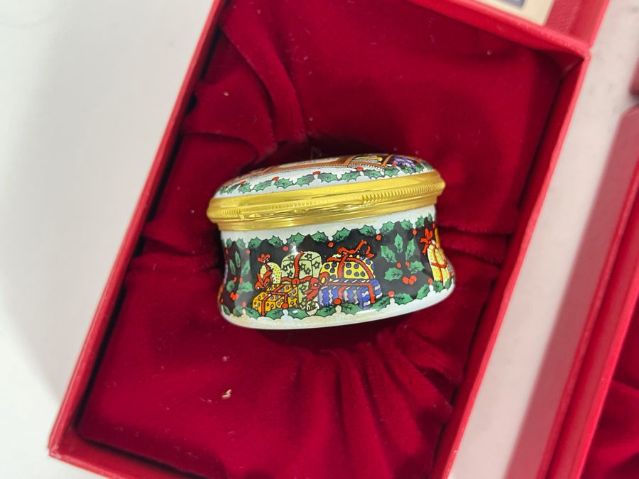Halcyon Days Enamels England Christmas Enamel Boxes From 1991 And 1992 With Boxes [Photo 5]