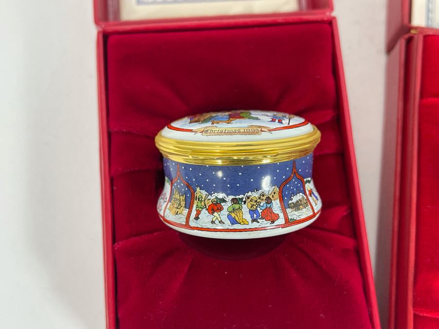 Halcyon Days Enamels England Christmas Enamel Boxes From 1993 And 1994 With Boxes [Photo 5]