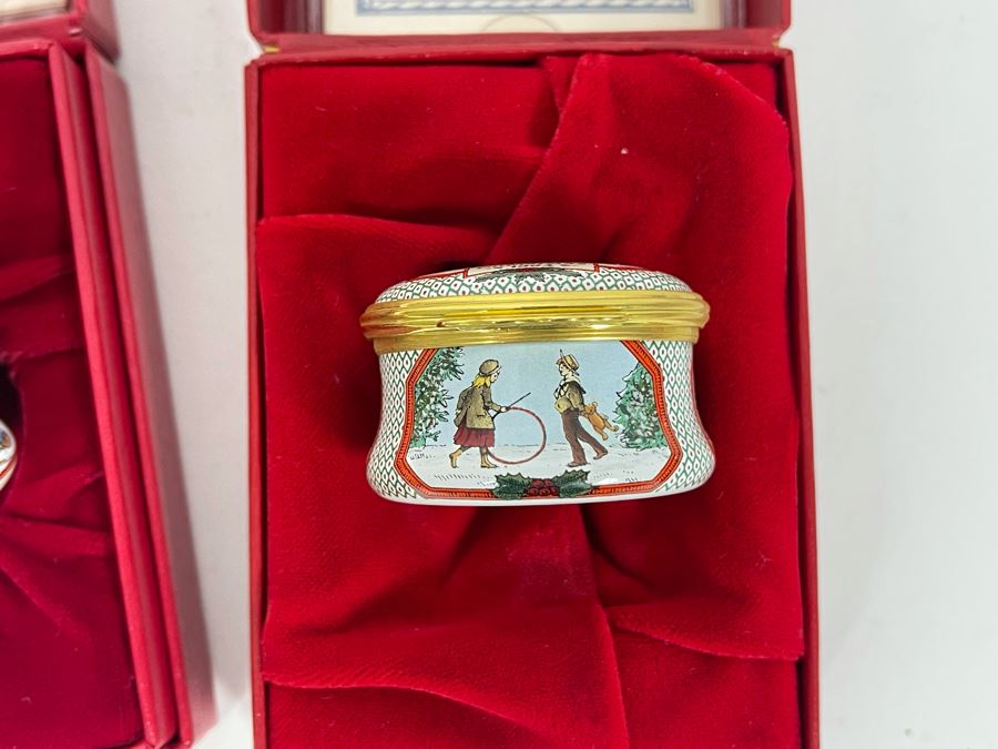 Halcyon Days Enamels England Christmas Enamel Boxes From 1993 And 1994 With Boxes [Photo 6]