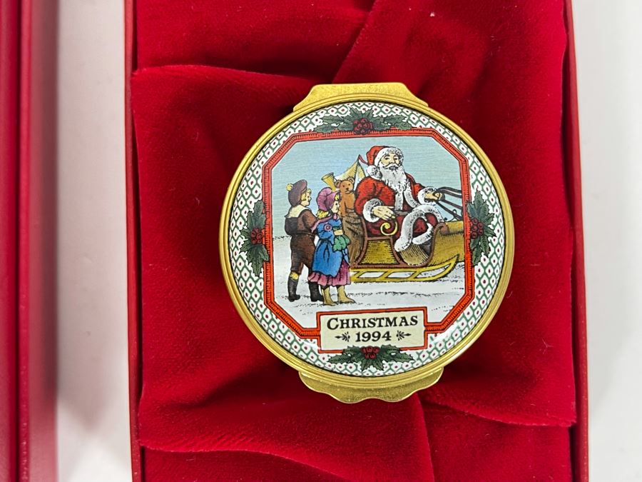 Halcyon Days Enamels England Christmas Enamel Boxes From 1993 And 1994 With Boxes [Photo 4]