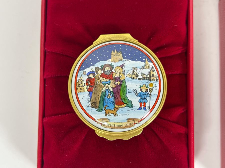 Halcyon Days Enamels England Christmas Enamel Boxes From 1993 And 1994 With Boxes [Photo 3]