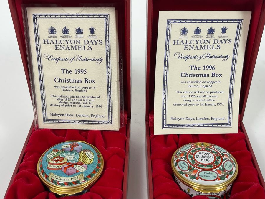 Halcyon Days Enamels England Christmas Enamel Boxes From 1995 And 1996 With Boxes [Photo 7]