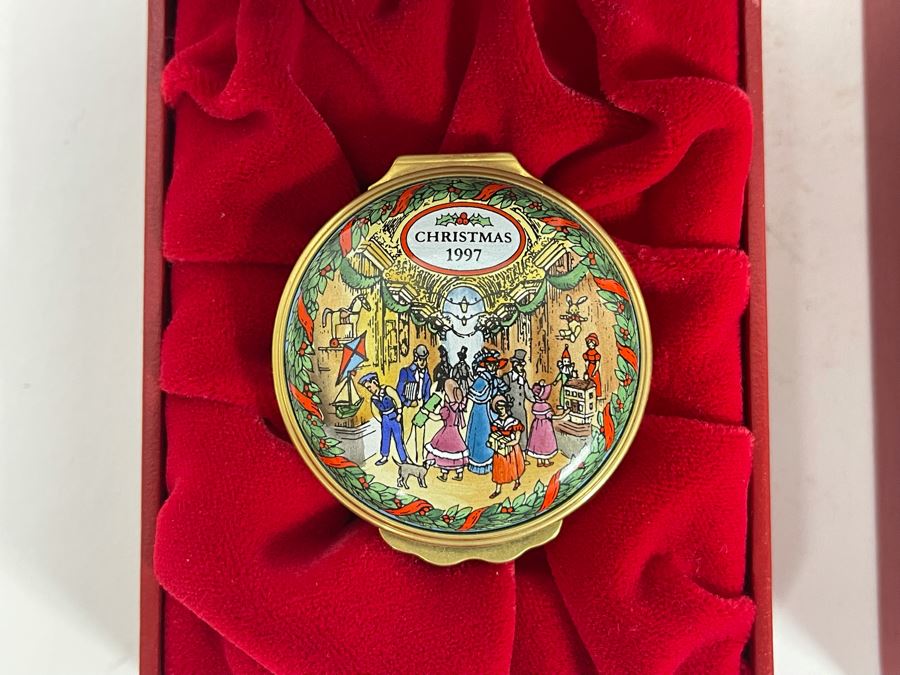 Halcyon Days Enamels England Christmas Enamel Boxes From 1997 And 1998 With Boxes [Photo 3]