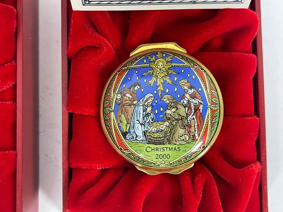 Halcyon Days Enamels England Christmas Enamel Boxes From 1999 And 2000 With Boxes [Photo 4]