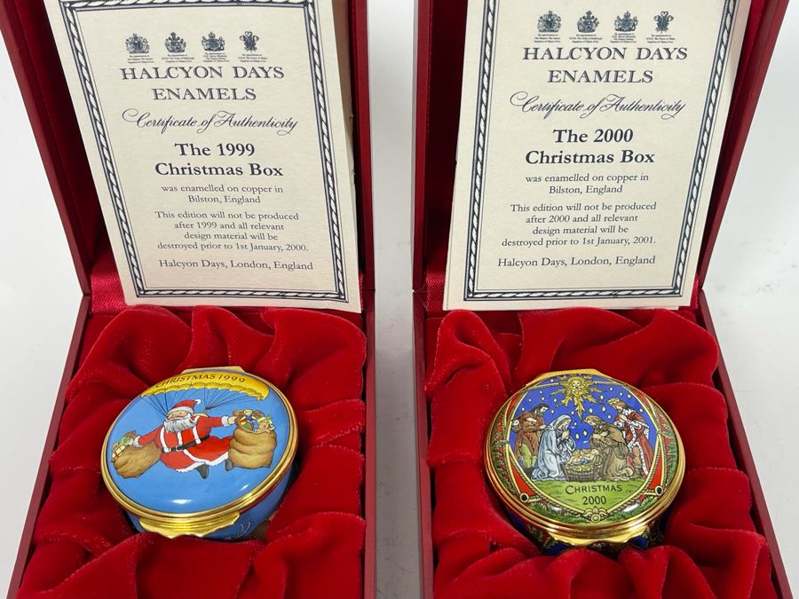 Halcyon Days Enamels England Christmas Enamel Boxes From 1999 And 2000 With Boxes [Photo 7]