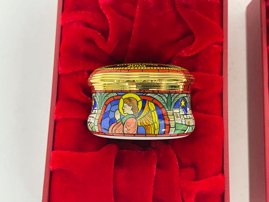 Halcyon Days Enamels England Christmas Enamel Boxes From 2003 And 2004 With Boxes [Photo 5]