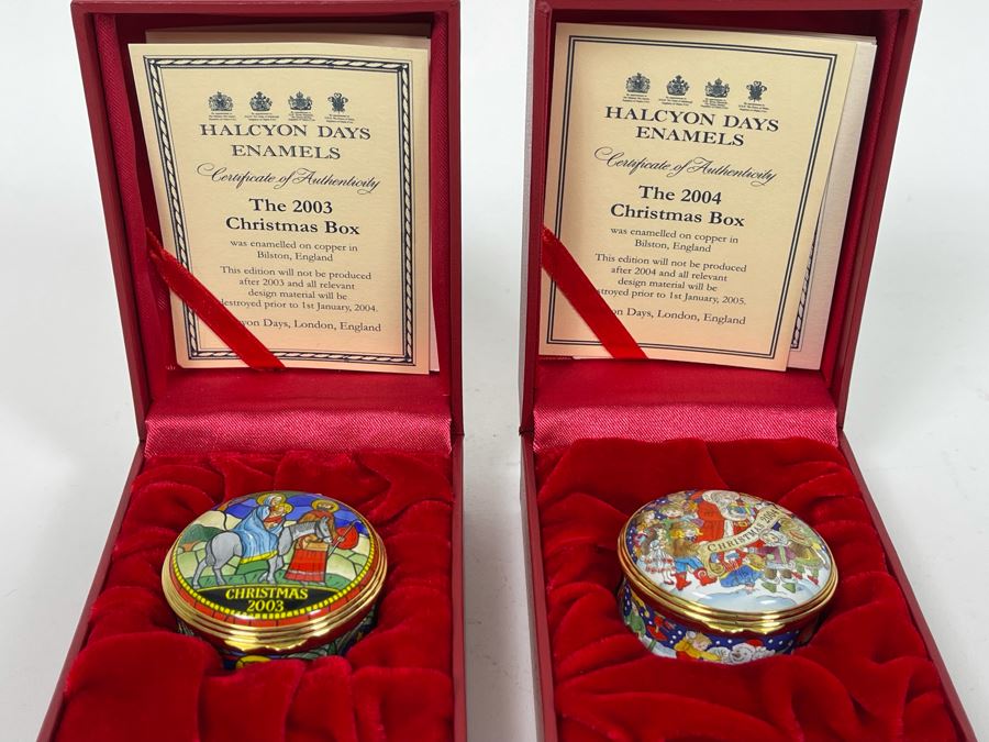 Halcyon Days Enamels England Christmas Enamel Boxes From 2003 And 2004 With Boxes [Photo 7]