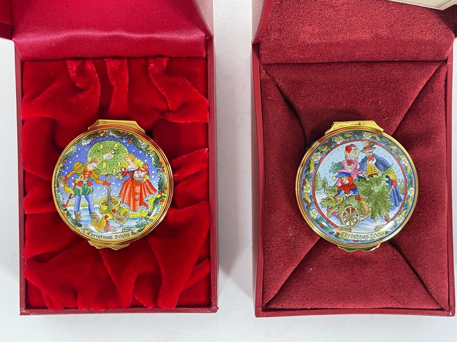 Halcyon Days Enamels England Christmas Enamel Boxes From 2005 And 2006 With Boxes [Photo 2]