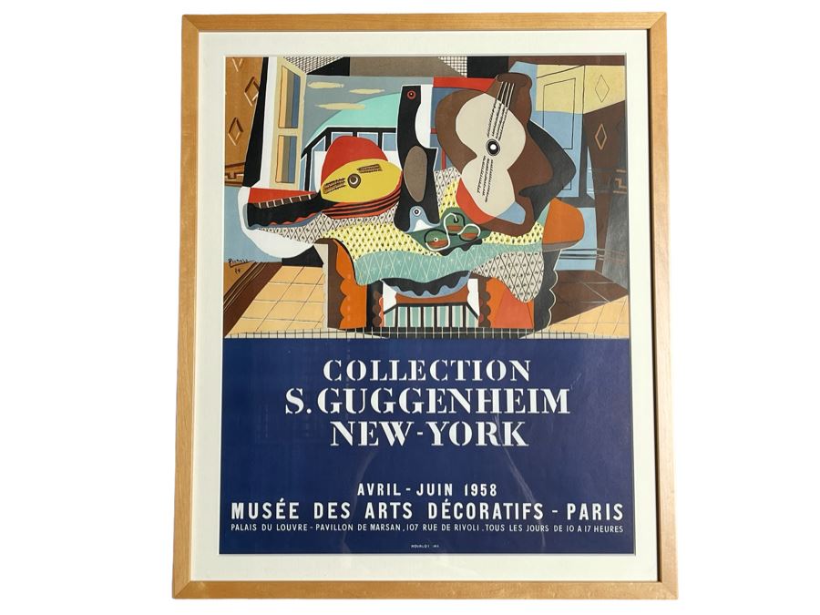 1958 Lithographic Pablo Picasso Poster From Collection Of Solomon Guggenheim New York Printer's Proof From The Collection And Archives Of Ateliers Mourlot In Paris With Certificate Of Authenticity In Excellent Condition 25.5 X 20.5