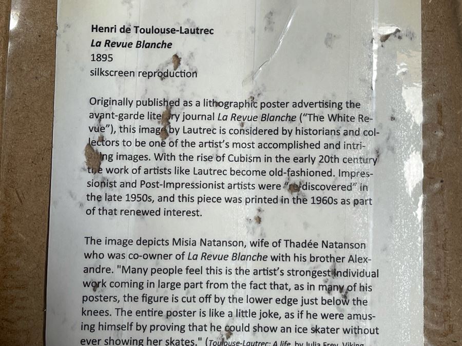 Henri De Toulouse-Lautrec La Revue Blanche 1895 Silkscreen Reproduction 1960s Poster Framed 28.5W X 40.5 [Photo 6]