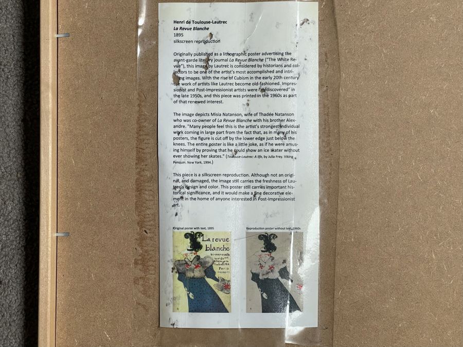 Henri De Toulouse-Lautrec La Revue Blanche 1895 Silkscreen Reproduction 1960s Poster Framed 28.5W X 40.5 [Photo 5]