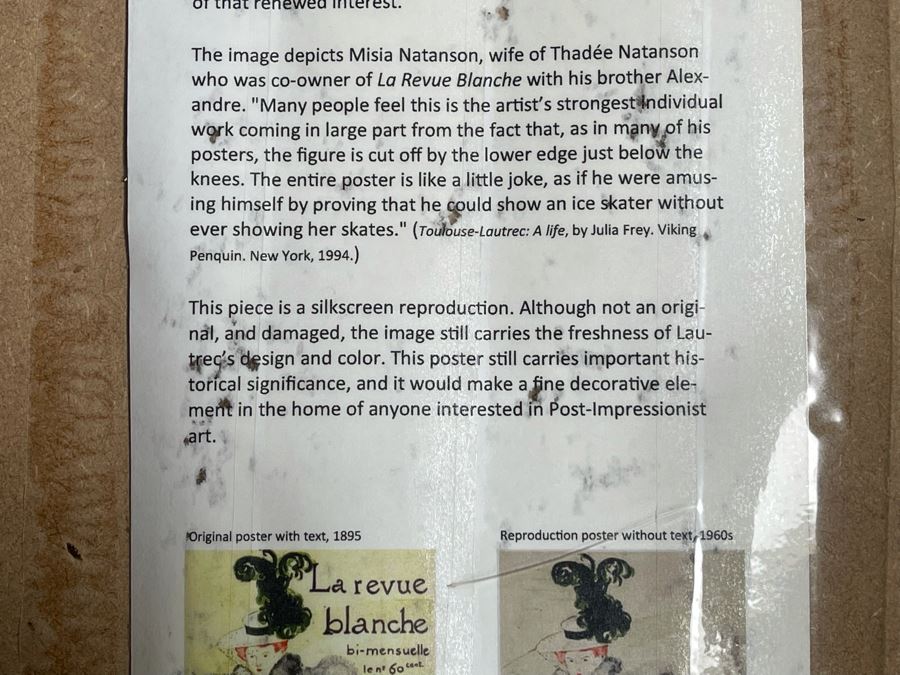 Henri De Toulouse-Lautrec La Revue Blanche 1895 Silkscreen Reproduction 1960s Poster Framed 28.5W X 40.5 [Photo 7]