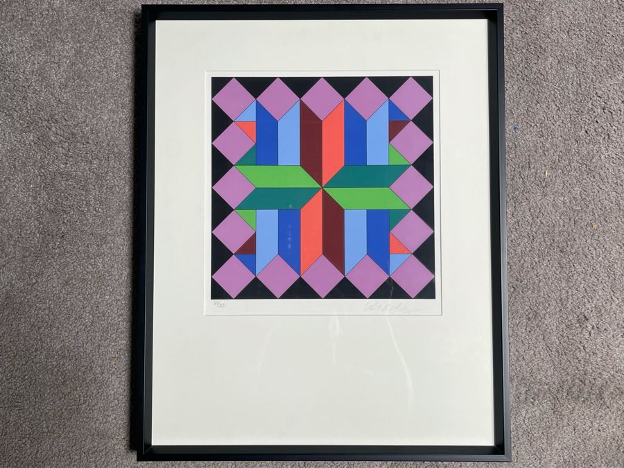 Victor Vasarely Hand-Signed Limited Edition Print 67 Of 200 From The Helios Suite Framed 16 X 20 [Photo 4]