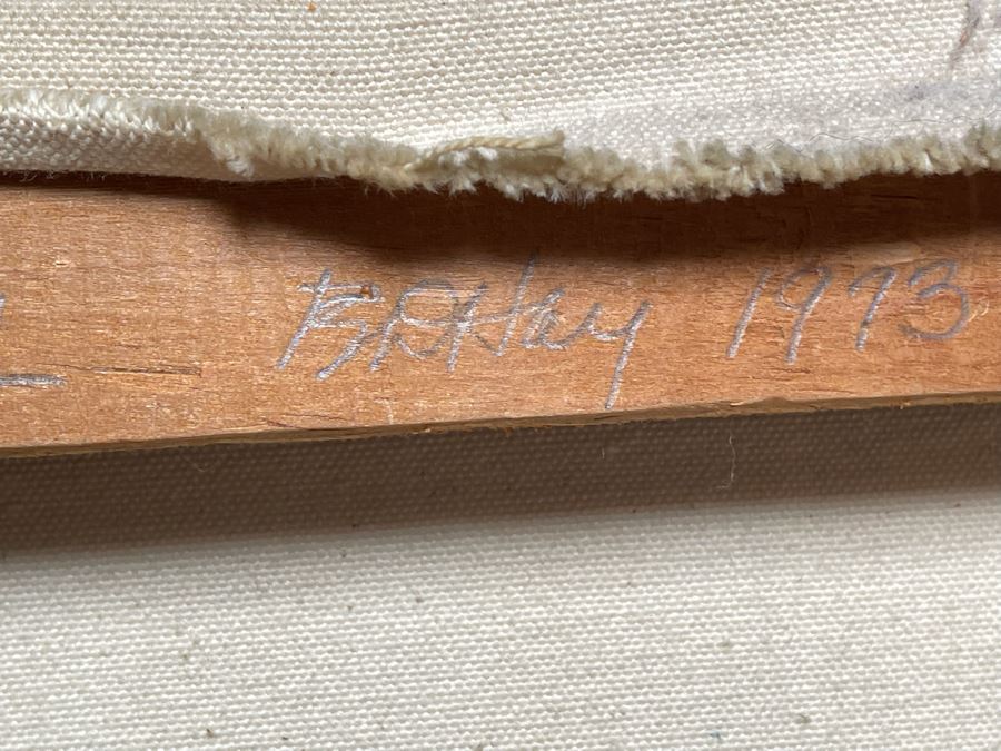 Original 1973 Abstract Painting On Canvas Titled 'Day Of Rain In The Capital' San Miguel De Allende Mexico Signed Hay 31 X 37 [Photo 17]