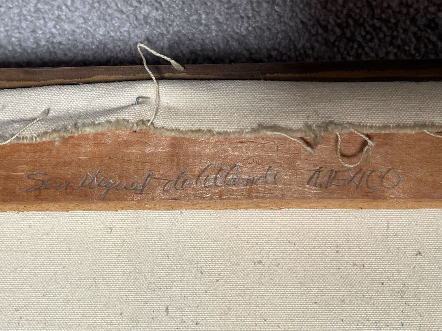 Original 1973 Abstract Painting On Canvas Titled 'Day Of Rain In The Capital' San Miguel De Allende Mexico Signed Hay 31 X 37 [Photo 13]