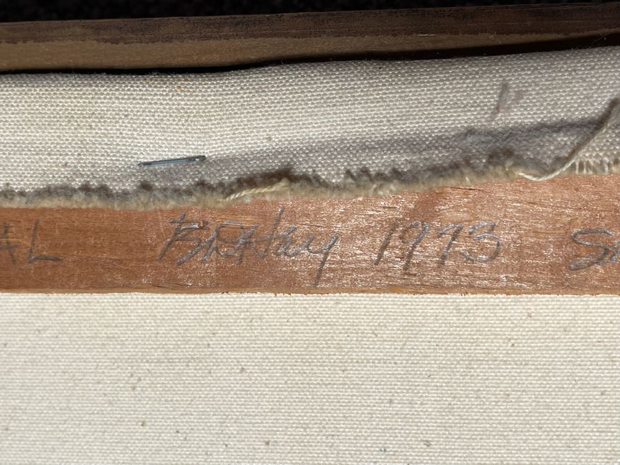 Original 1973 Abstract Painting On Canvas Titled 'Day Of Rain In The Capital' San Miguel De Allende Mexico Signed Hay 31 X 37 [Photo 15]