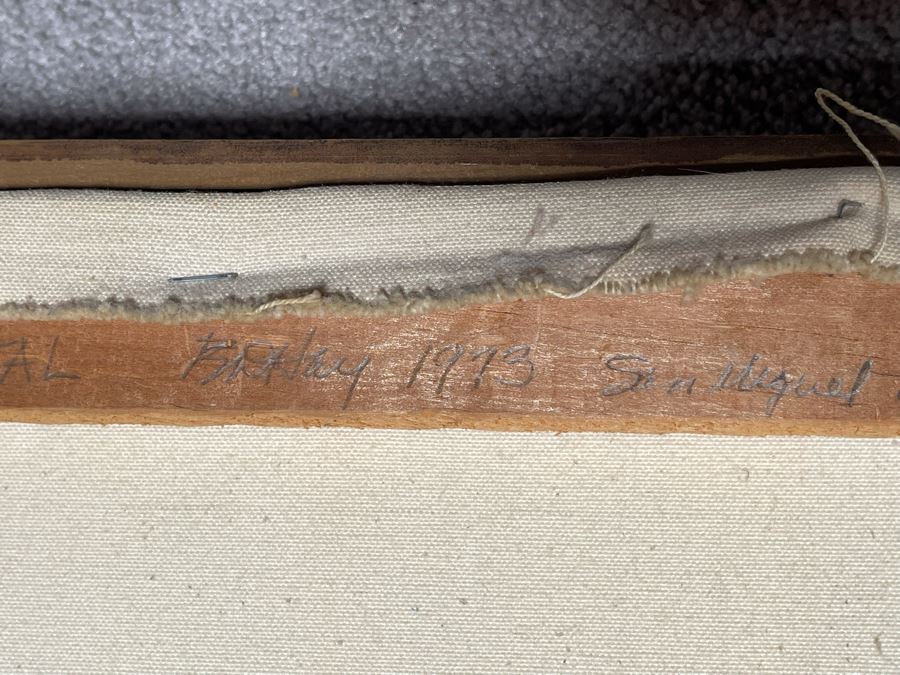 Original 1973 Abstract Painting On Canvas Titled 'Day Of Rain In The Capital' San Miguel De Allende Mexico Signed Hay 31 X 37 [Photo 12]