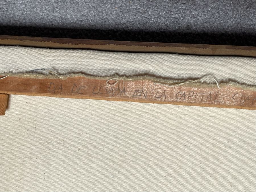 Original 1973 Abstract Painting On Canvas Titled 'Day Of Rain In The Capital' San Miguel De Allende Mexico Signed Hay 31 X 37 [Photo 10]