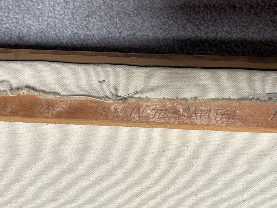 Original 1973 Abstract Painting On Canvas Titled 'Day Of Rain In The Capital' San Miguel De Allende Mexico Signed Hay 31 X 37 [Photo 11]