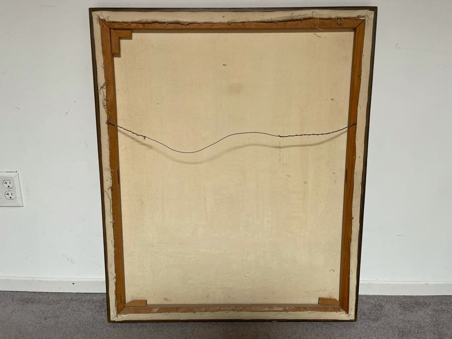 Original 1973 Abstract Painting On Canvas Titled 'Day Of Rain In The Capital' San Miguel De Allende Mexico Signed Hay 31 X 37 [Photo 9]