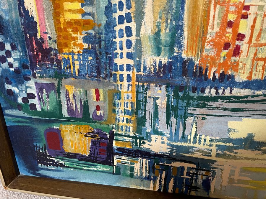 Original 1973 Abstract Painting On Canvas Titled 'Day Of Rain In The Capital' San Miguel De Allende Mexico Signed Hay 31 X 37 [Photo 4]