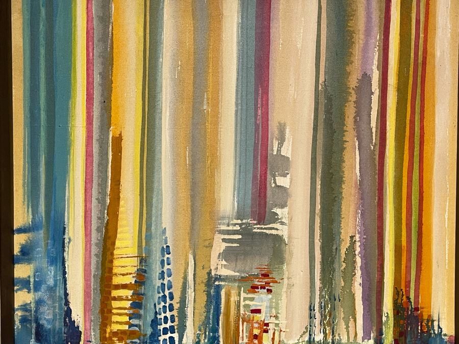 Original 1973 Abstract Painting On Canvas Titled 'Day Of Rain In The Capital' San Miguel De Allende Mexico Signed Hay 31 X 37 [Photo 8]