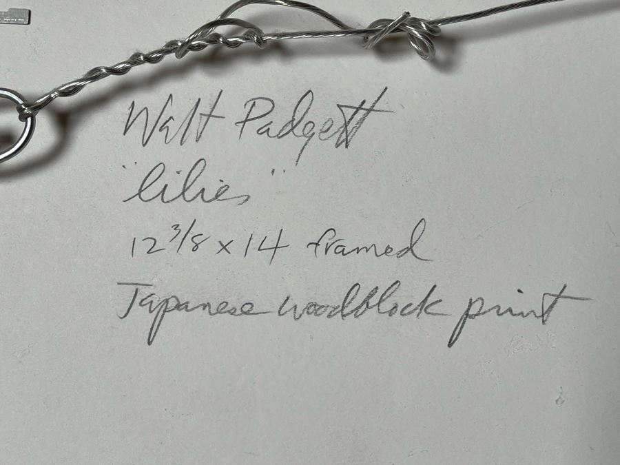 Walt Padgett Hand-Signed Woodcut Print Titled 'Lilies S/P' 13 X 14 Framed 13 X 14 Retails $200 [Photo 5]