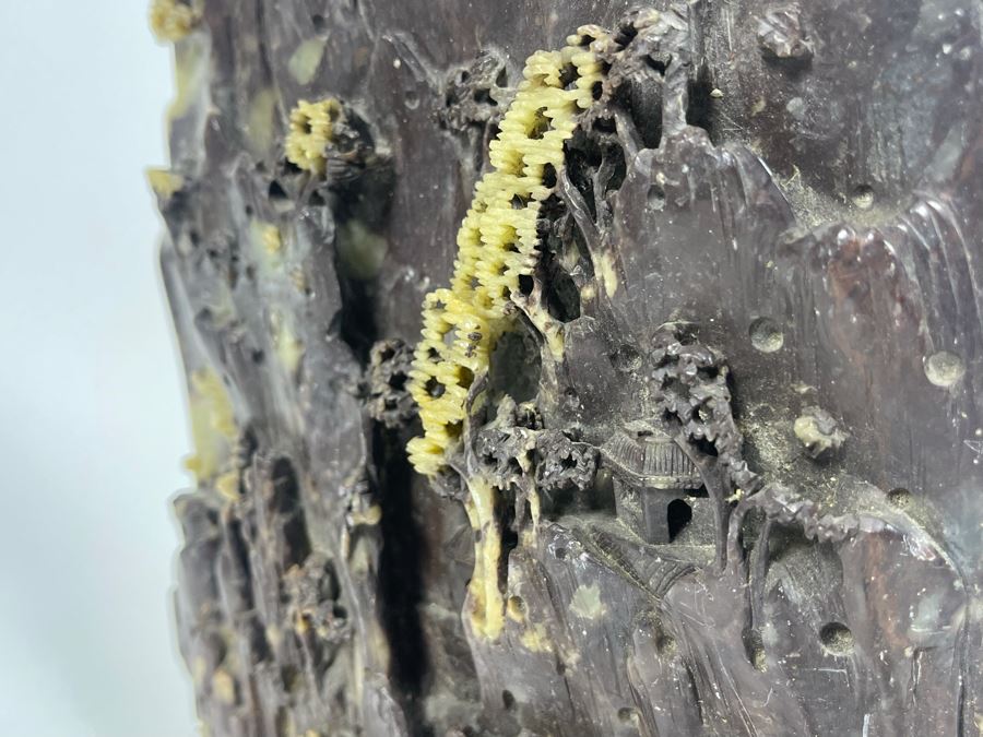 Chinese Relief Carved Soapstone Landscape Sculpture 7W X 8H X 1.5D [Photo 9]