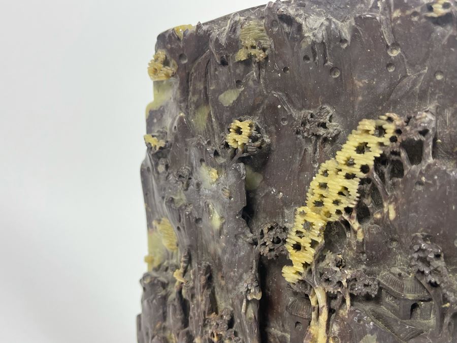 Chinese Relief Carved Soapstone Landscape Sculpture 7W X 8H X 1.5D [Photo 10]