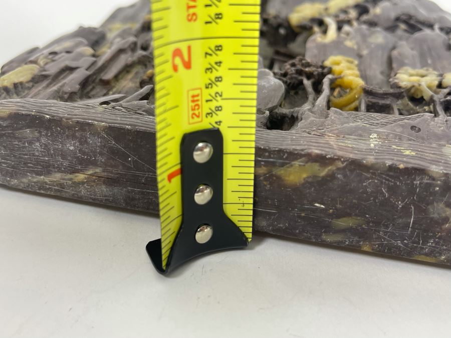 Chinese Relief Carved Soapstone Landscape Sculpture 7W X 8H X 1.5D [Photo 14]