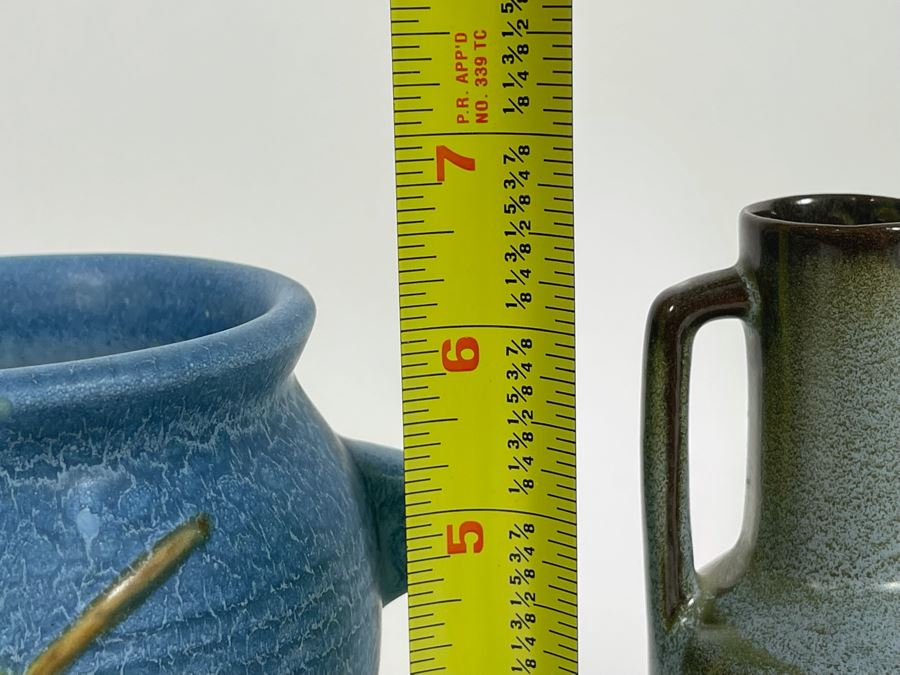 Signed Weller Pottery Vase On Left And Handled Pottery Vase On Right 6.5H [Photo 7]