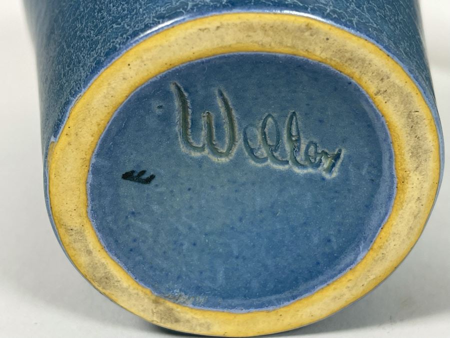 Signed Weller Pottery Vase On Left And Handled Pottery Vase On Right 6.5H [Photo 5]