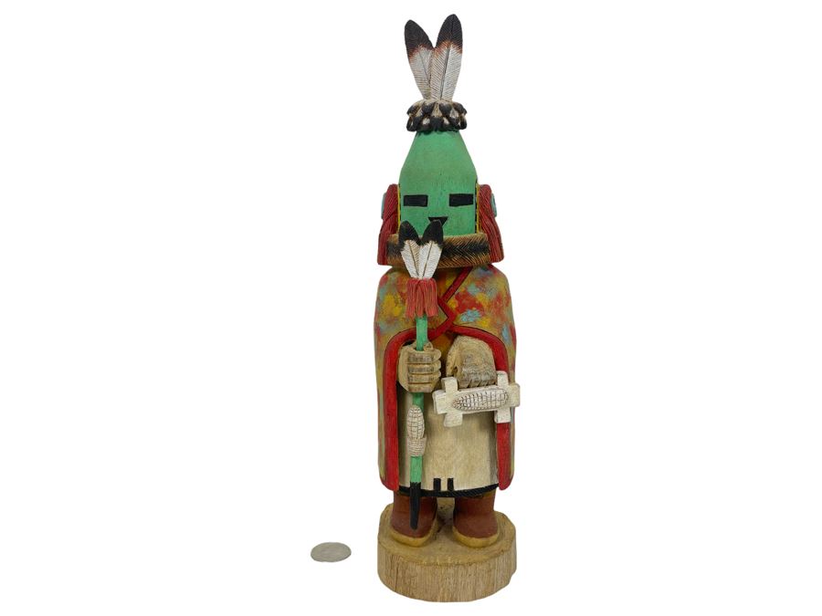 Hand Carved Hand-Painted Kachina Aholi By Ronald Adams Sr. Tewa / Hopi Native American 11.5H Retails $250