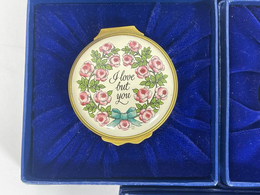 Set Of Five Halcyon Days Enamels England St. Valentine's Day Enamel Boxes 1982, 1983, 1984, 1986, 1988 With Boxes [Photo 4]