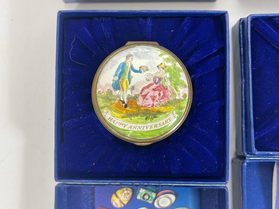 Set Of Six Halcyon Days Enamels England Enamel Boxes With Boxes [Photo 6]