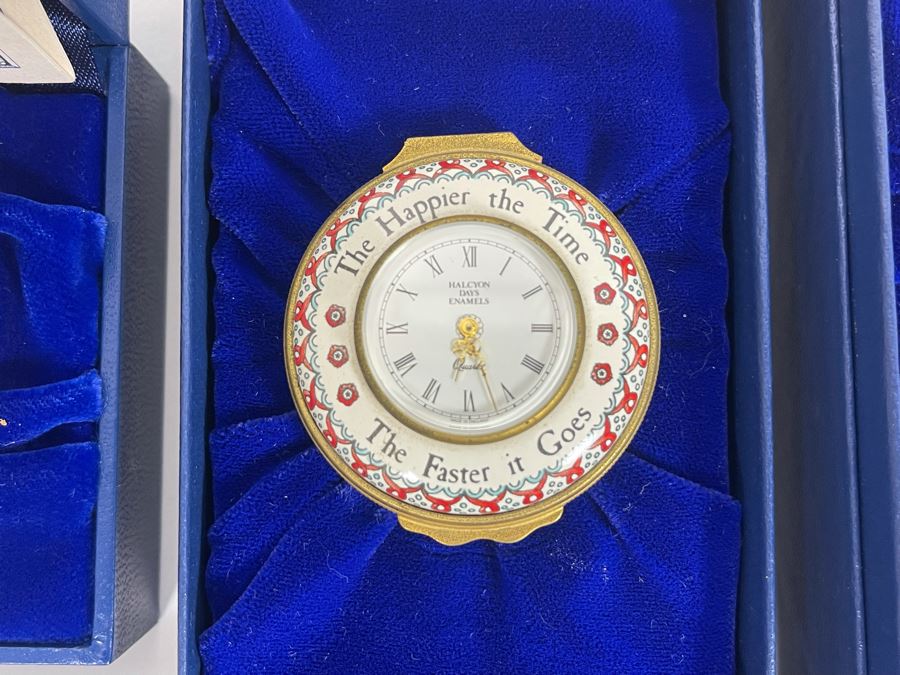 Set Of Six Halcyon Days Enamels England Enamel Boxes With Boxes [Photo 3]