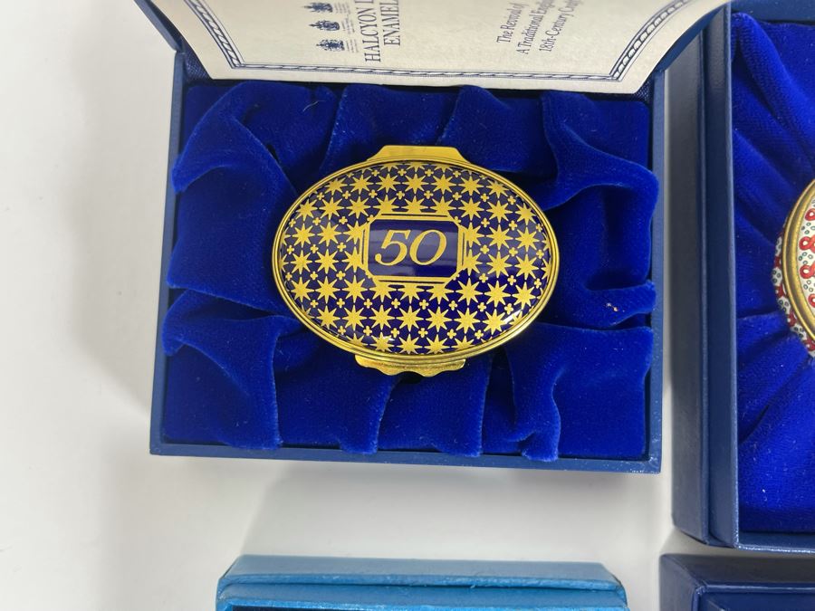 Set Of Six Halcyon Days Enamels England Enamel Boxes With Boxes [Photo 2]