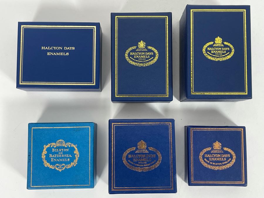 Set Of Six Halcyon Days Enamels England Enamel Boxes With Boxes [Photo 10]
