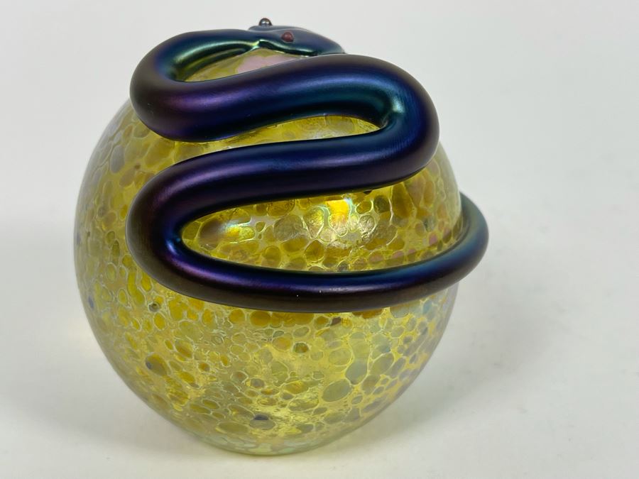 Signed Correia Art Glass Snake Paperweight (Small Part Of Tail Is Missing) 3W [Photo 6]