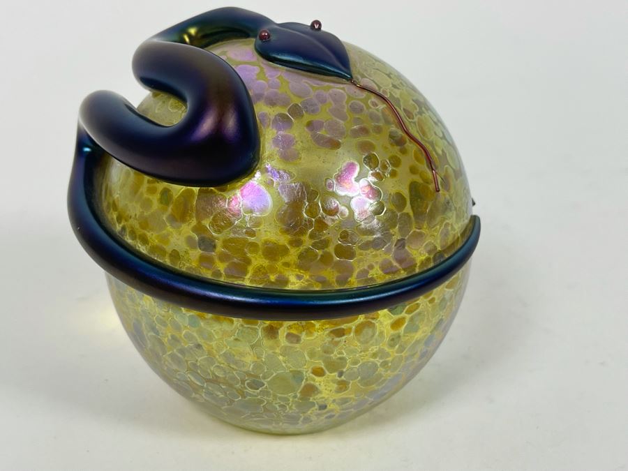 Signed Correia Art Glass Snake Paperweight (Small Part Of Tail Is Missing) 3W [Photo 5]