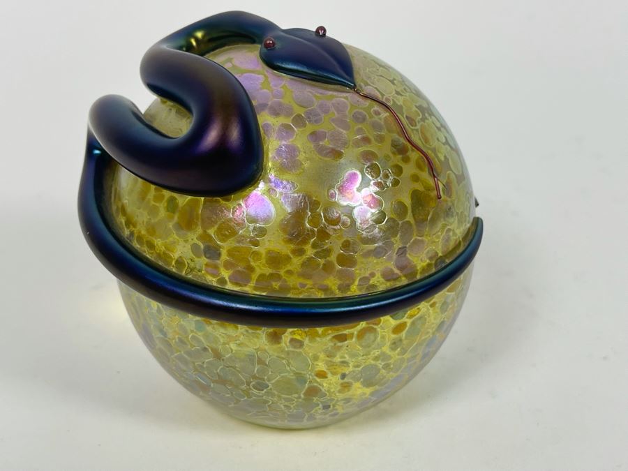 Signed Correia Art Glass Snake Paperweight (Small Part Of Tail Is Missing) 3W [Photo 2]