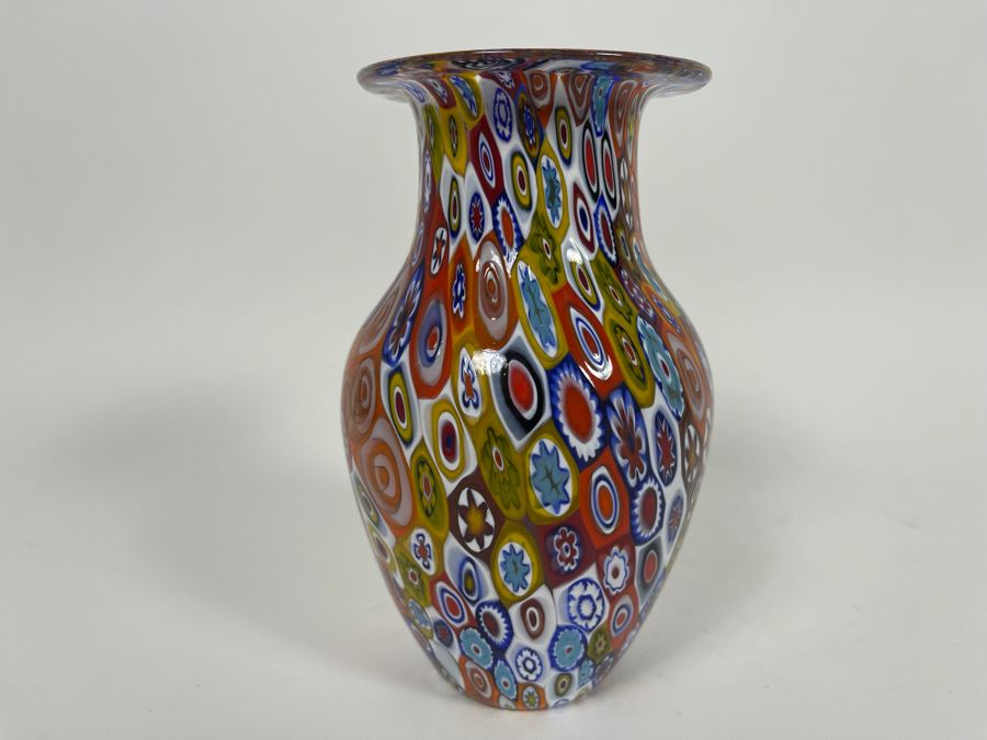 Millefleur Art Glass Vase 6.5H [Photo 2]
