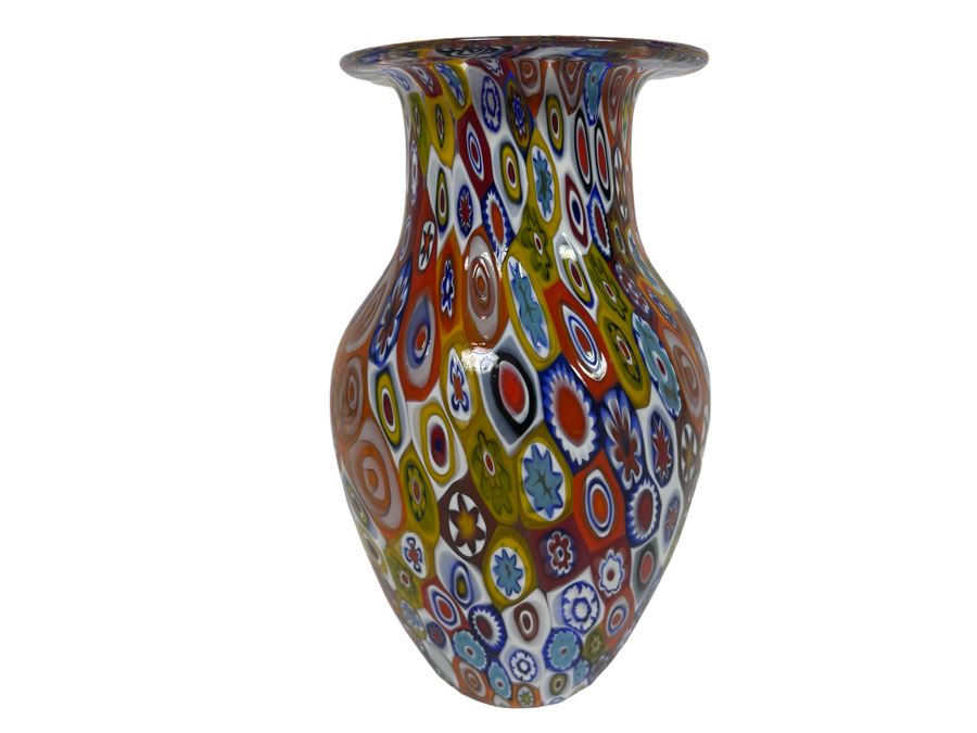 Millefleur Art Glass Vase 6.5H