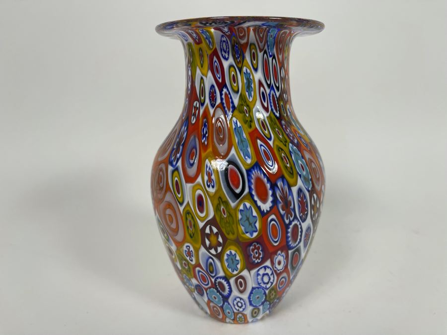 Millefleur Art Glass Vase 6.5H [Photo 3]