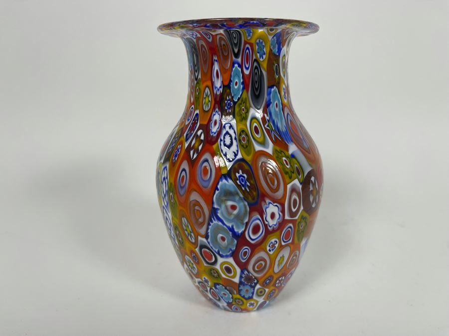 Millefleur Art Glass Vase 6.5H [Photo 6]